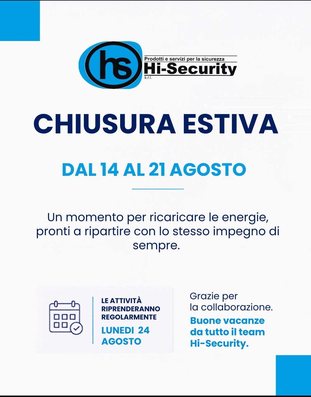 CHIUSURA ESTIVA